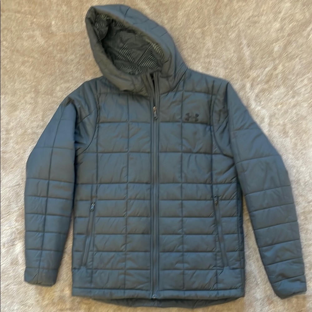 Under Armour Quilted Hooded Jacket - Gray Size Small